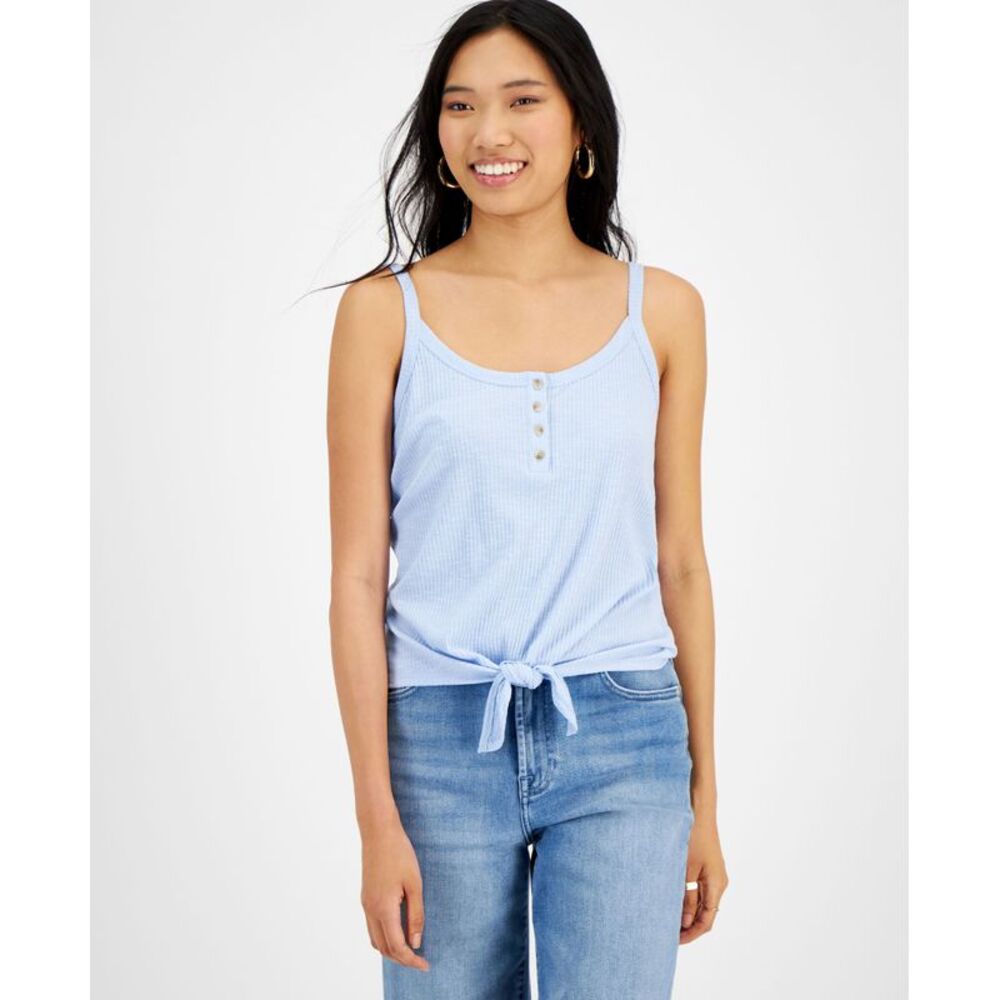 Hippie Rose Juniors' Tie-Front Sleeveless Tank Top